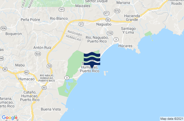 Mapa da tábua de marés em Punta Santiago Barrio, Puerto Rico