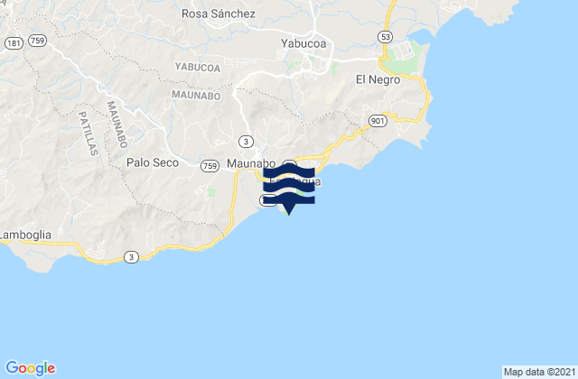 Mapa da tábua de marés em Punta Tuna, Puerto Rico