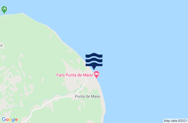 Mapa da tábua de marés em Punta de Maisí, Cuba