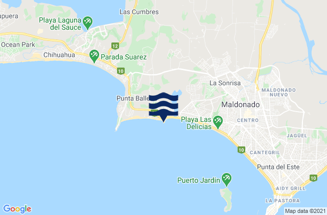 Mapa da tábua de marés em Punta del Chileno, Brazil