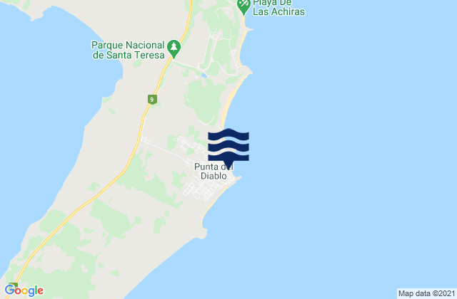 Mapa da tábua de marés em Punta del Diablo, Brazil