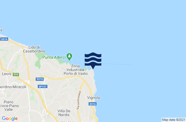 Mapa da tábua de marés em Punta della Penna, Italy