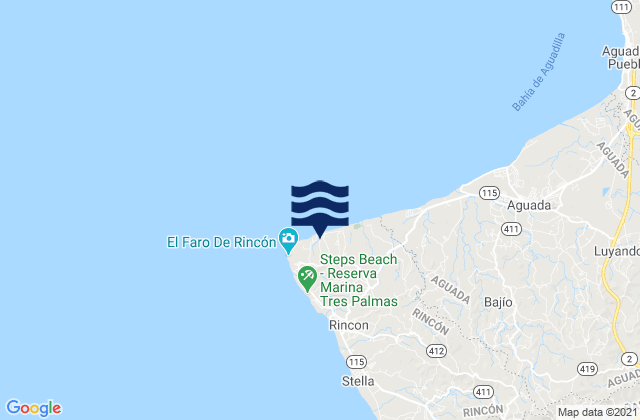 Mapa da tábua de marés em Puntas Barrio, Puerto Rico