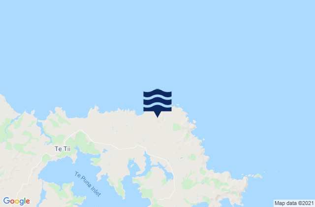 Mapa da tábua de marés em Purerua Peninsula, New Zealand
