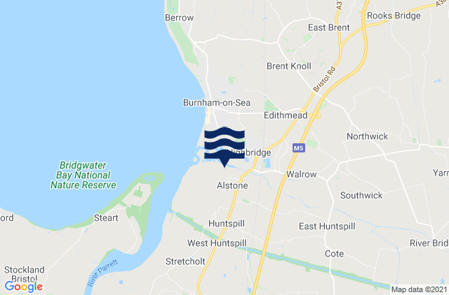 Mapa da tábua de marés em Puriton, United Kingdom