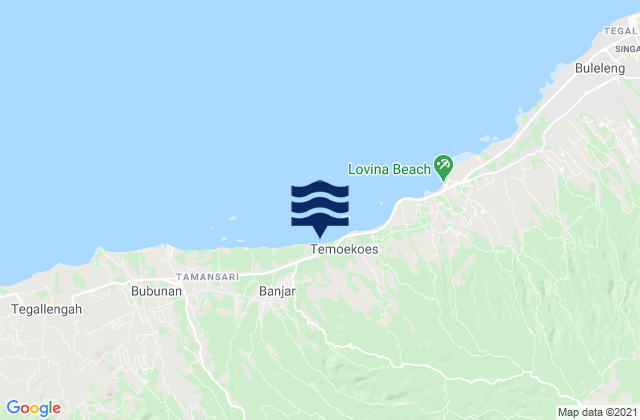 Mapa da tábua de marés em Puspajati, Indonesia