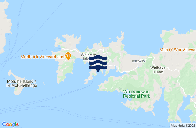 Mapa da tábua de marés em Putiki Bay, New Zealand