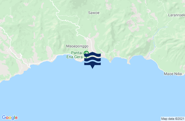 Mapa da tábua de marés em Puunage, Indonesia