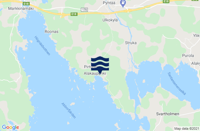 Mapa da tábua de marés em Pyhtää, Finland