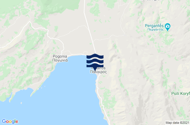 Mapa da tábua de marés em Pálairos, Greece