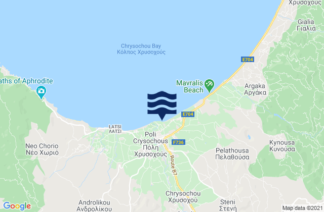 Mapa da tábua de marés em Páno Akourdáleia, Cyprus