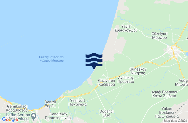 Mapa da tábua de marés em Páno Koutrafás, Cyprus