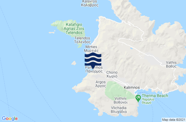 Mapa da tábua de marés em Pánormos, Greece