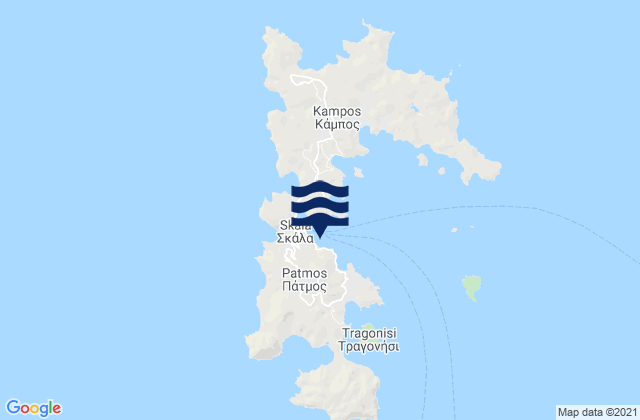 Mapa da tábua de marés em Pátmos, Greece