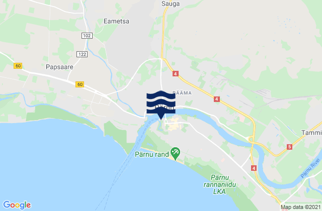 Mapa da tábua de marés em Pärnu, Estonia