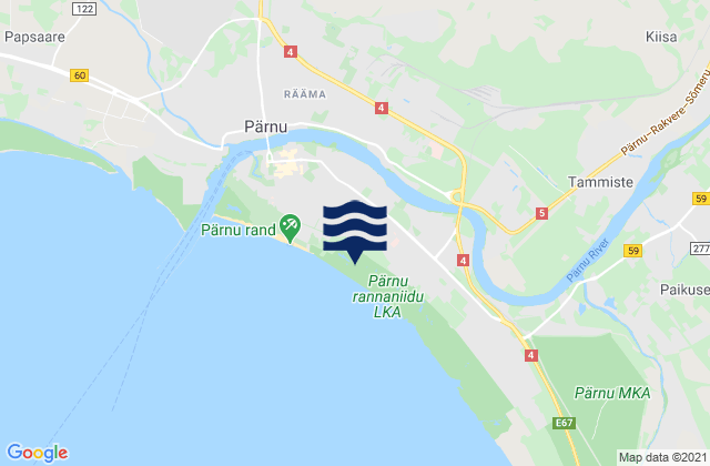 Mapa da tábua de marés em Pärnu linn, Estonia