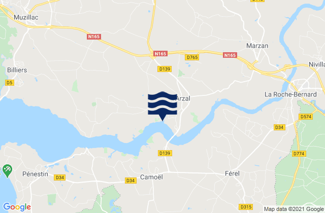 Mapa da tábua de marés em Péaule, France