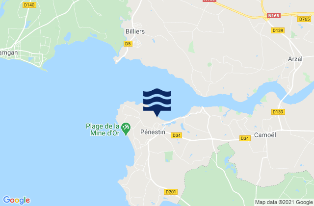 Mapa da tábua de marés em Pénestin, France