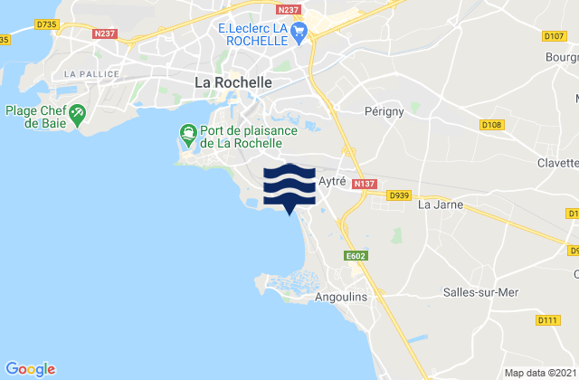 Mapa da tábua de marés em Périgny, France