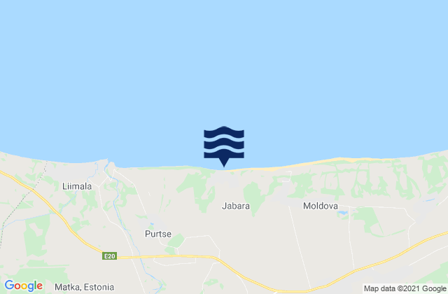 Mapa da tábua de marés em Püssi, Estonia