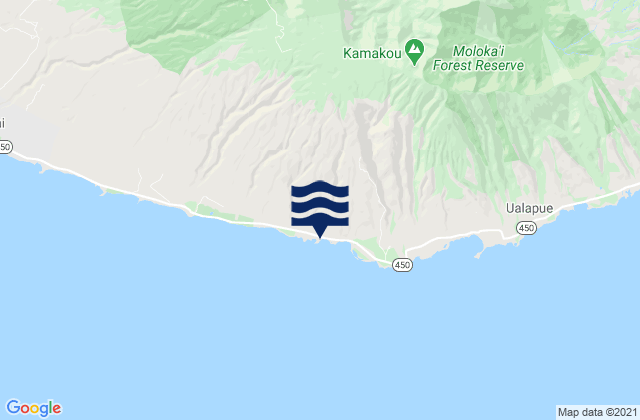 Mapa da tábua de marés em Pāhoa, United States