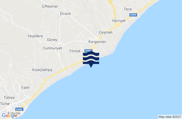 Mapa da tábua de marés em Pınarbaşı, Turkey