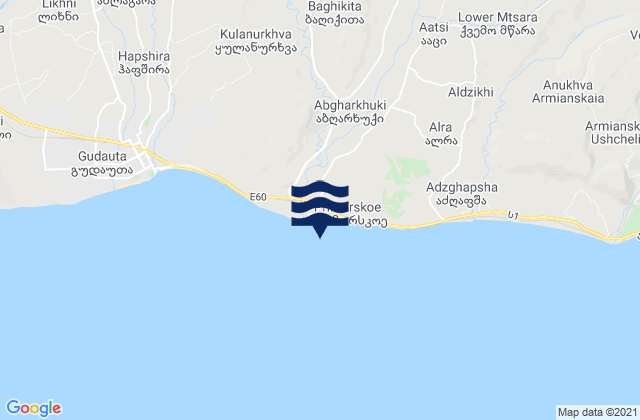 Mapa da tábua de marés em P’rimorsk’oe, Georgia