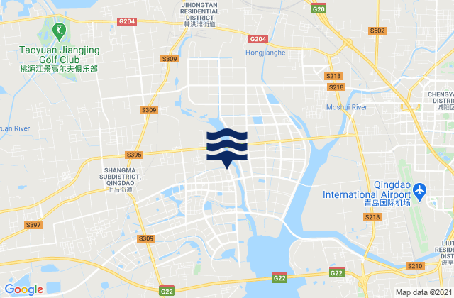 Mapa da tábua de marés em Qingdao Shi, China