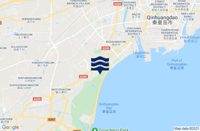 Mapa da tábua de marés em Qinhuangdao Shi, China