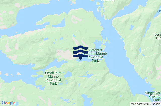 Mapa da tábua de marés em Quadra Island, Canada