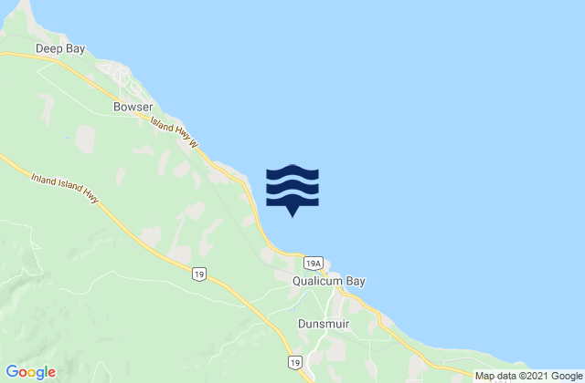 Mapa da tábua de marés em Qualicum Bay, Canada