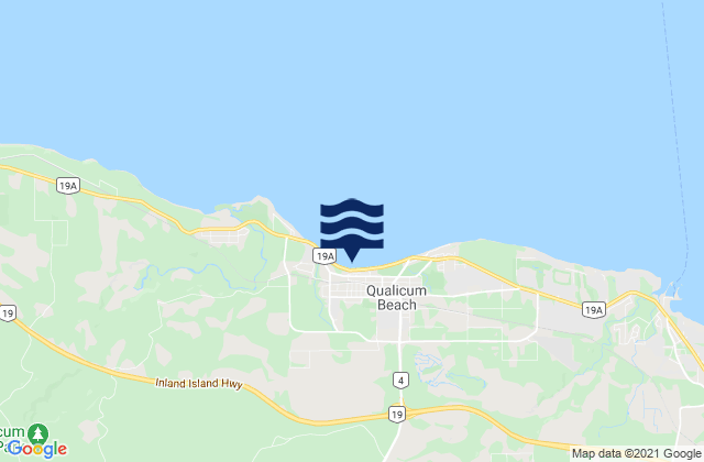 Mapa da tábua de marés em Qualicum Beach, Canada
