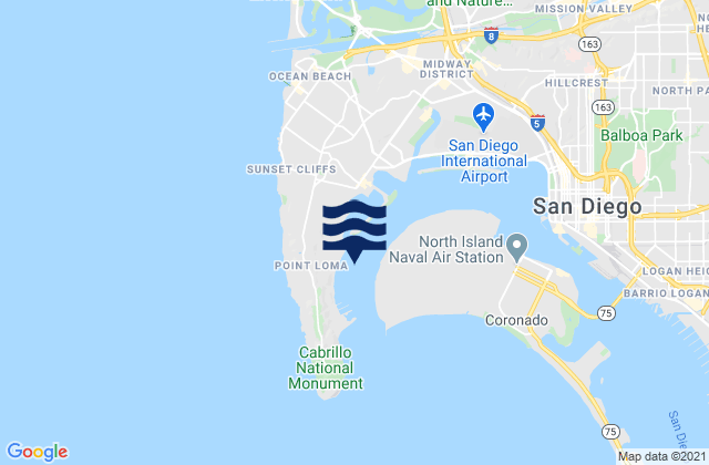 Mapa da tábua de marés em Quarantine Station La Playa, United States
