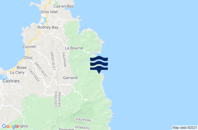 Mapa da tábua de marés em Quarter of Dauphin, Saint Lucia