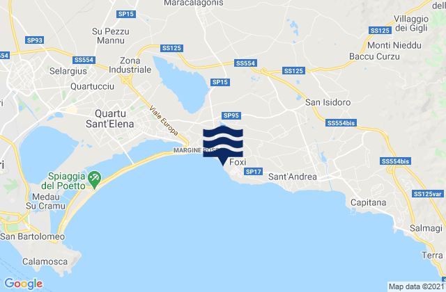 Mapa da tábua de marés em Quartu Sant'Elena, Italy