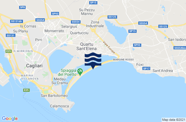 Mapa da tábua de marés em Quartucciu, Italy