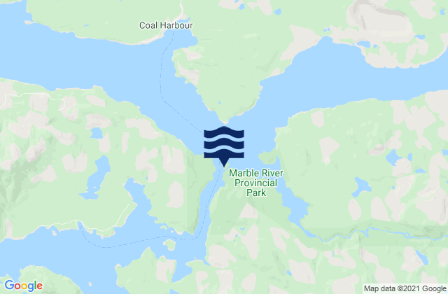 Mapa da tábua de marés em Quatsino Narrows, Canada