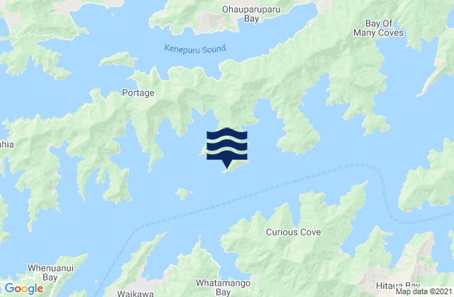Mapa da tábua de marés em Queen Charlotte Sound (Totaranui), New Zealand