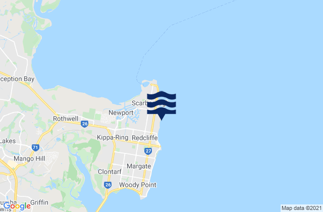 Mapa da tábua de marés em Queens Beach, Australia