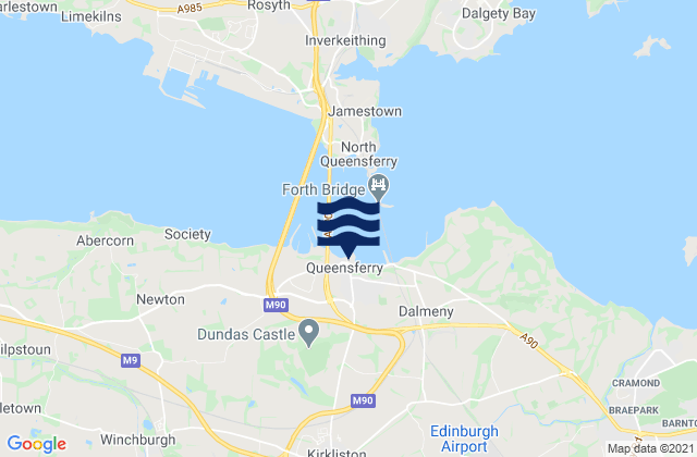 Mapa da tábua de marés em Queensferry, United Kingdom