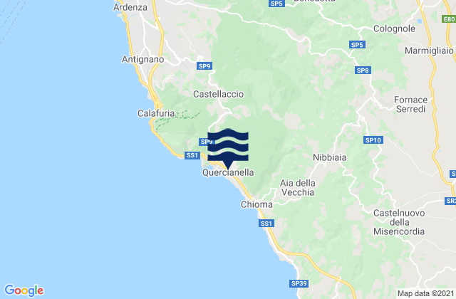 Mapa da tábua de marés em Quercianella, Italy
