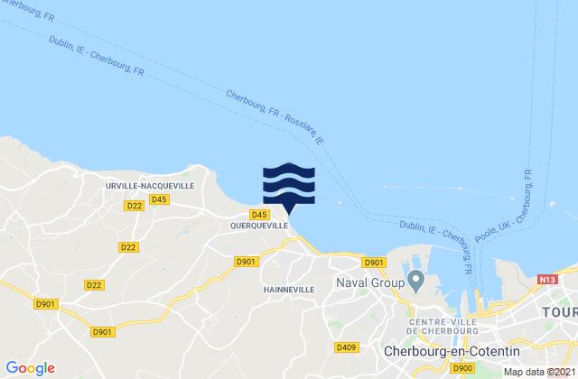 Mapa da tábua de marés em Querqueville, France
