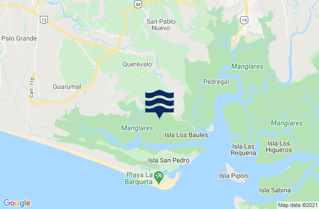 Mapa da tábua de marés em Querévalo, Panama