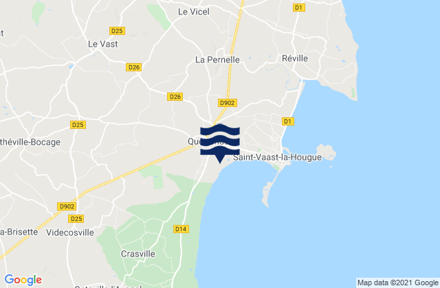 Mapa da tábua de marés em Quettehou, France