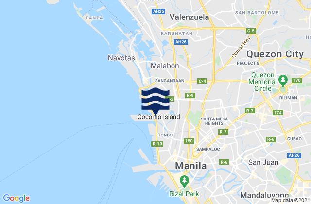 Mapa da tábua de marés em Quezon City, Philippines