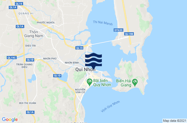 Mapa da tábua de marés em Qui Nhon, Vietnam