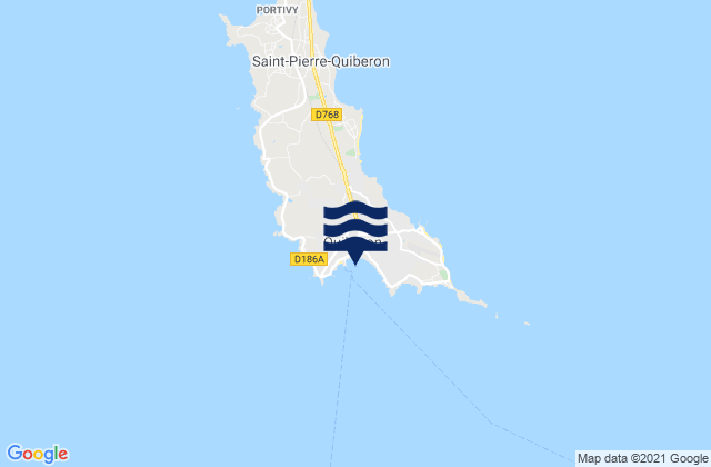 Mapa da tábua de marés em Quiberon, France