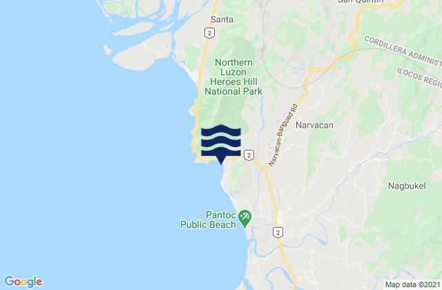 Mapa da tábua de marés em Quinarayan, Philippines