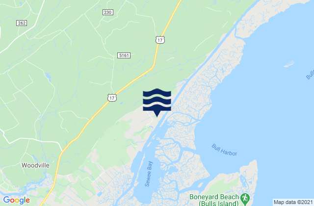 Mapa da tábua de marés em Quinby Creek Bridge (East Branch), United States