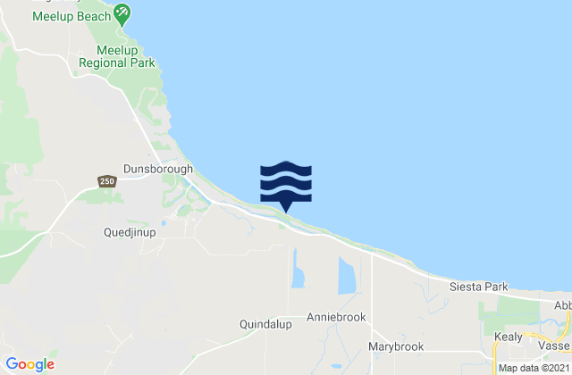 Mapa da tábua de marés em Quindalup, Australia